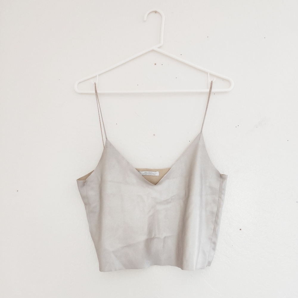 Zara faux leather crop tank